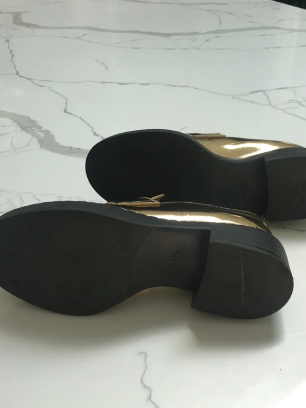 Prada Metallic Gold Loafers Sz 36